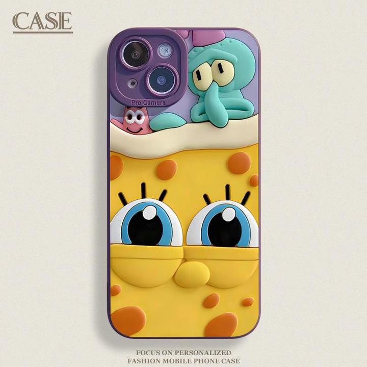 平面海绵宝宝适用iPhone16ProMax手机壳15苹果14软13瞳影12磨砂11