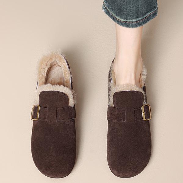 软羊皮冬季新款毛毛鞋复古羊羔毛勃肯鞋女外穿保暖加绒棉鞋雪地靴