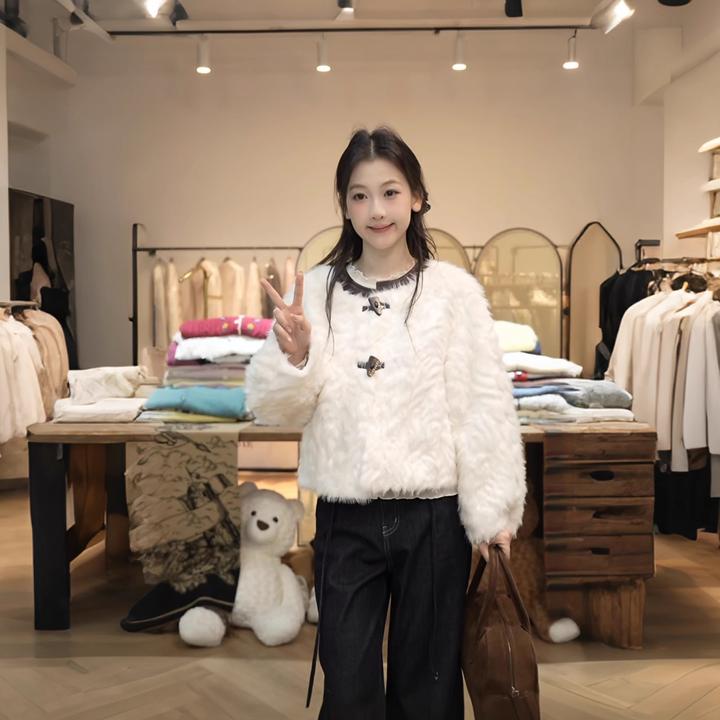 【闵笑一】爱尔初雪 25早秋新款百搭显瘦上衣潮牌女装皮毛外套女