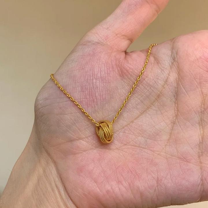 铜合金项链 中古环环相扣麻花项链轻奢小众精致高级感百搭毛衣链