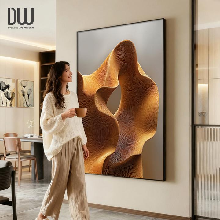 轻奢高级感入户玄关墙面装饰画意式极简抽象风挂画别墅氛围感壁画