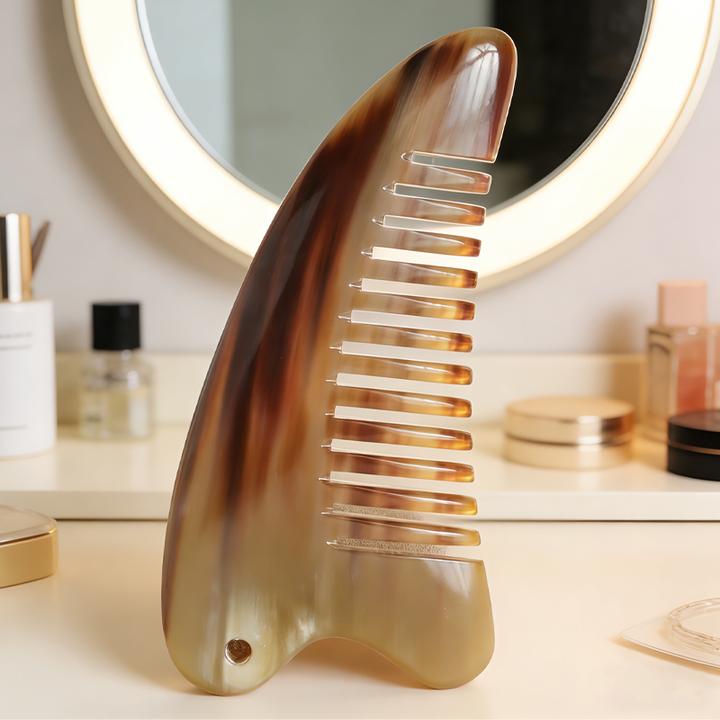 天然牛角梳顺发梳男女通用宽齿便携按摩梳多功能实用梳长约13.5CM