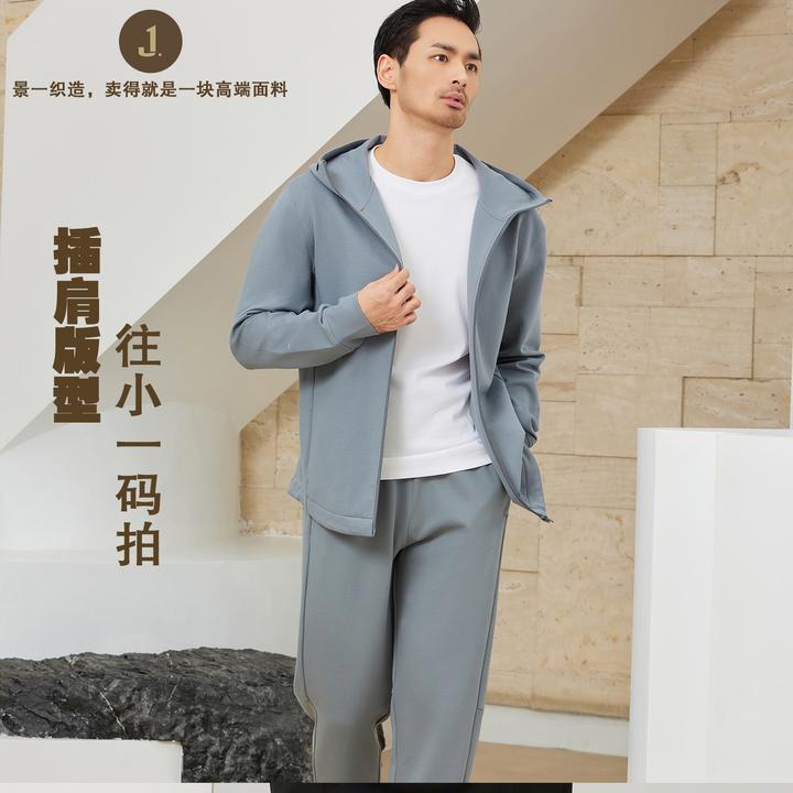 景一男女同款giza45棉混纺LP山羊绒连帽拉链休闲时尚运动长袖卫衣