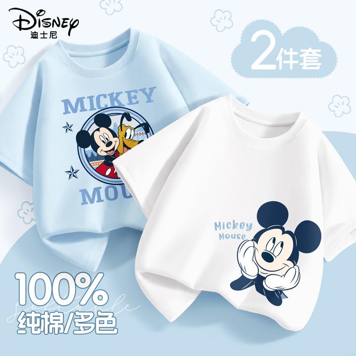 迪士尼男童夏季纯棉半袖t恤夏装2025新款男孩薄款上衣儿童短袖潮