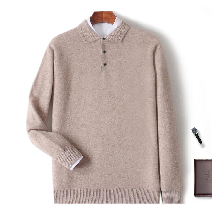 MS-2321男士POLO领100羊毛秋冬新款宽松软糯针织打底高端翻领毛衣