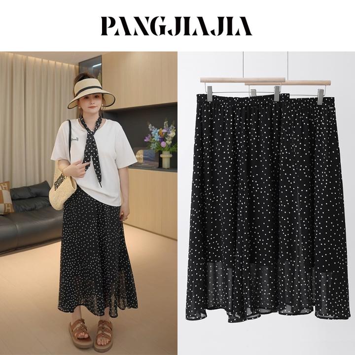 【胖佳佳】现货~松弛懒人波点 雪纺半身裤裙夏季气质百搭H625G06468