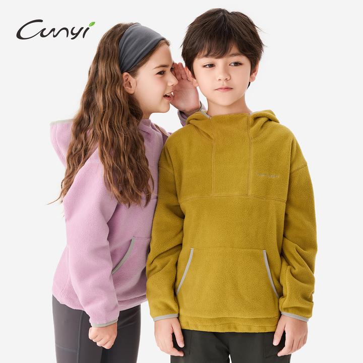 纯一良品童装儿童连帽卫衣2025秋冬中大童半高领双面绒保暖套头衫