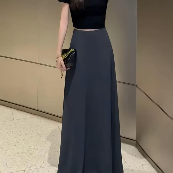 法式老钱垂感半身裙薄款百搭高腰显瘦纯色包臀鱼尾长裙子AM25117