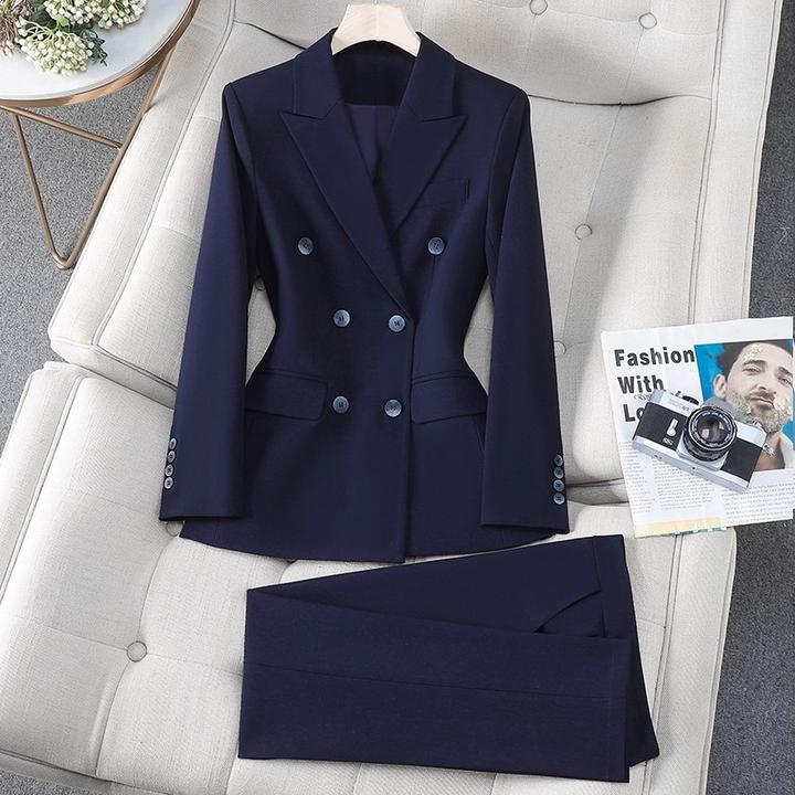 双排扣西装外套女大码胖mm200斤高级感气质职业商务正装工作服秋