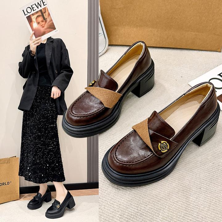 2025新款春秋百搭女款复古英伦风粗跟圆头平底玛丽珍单鞋时尚经典