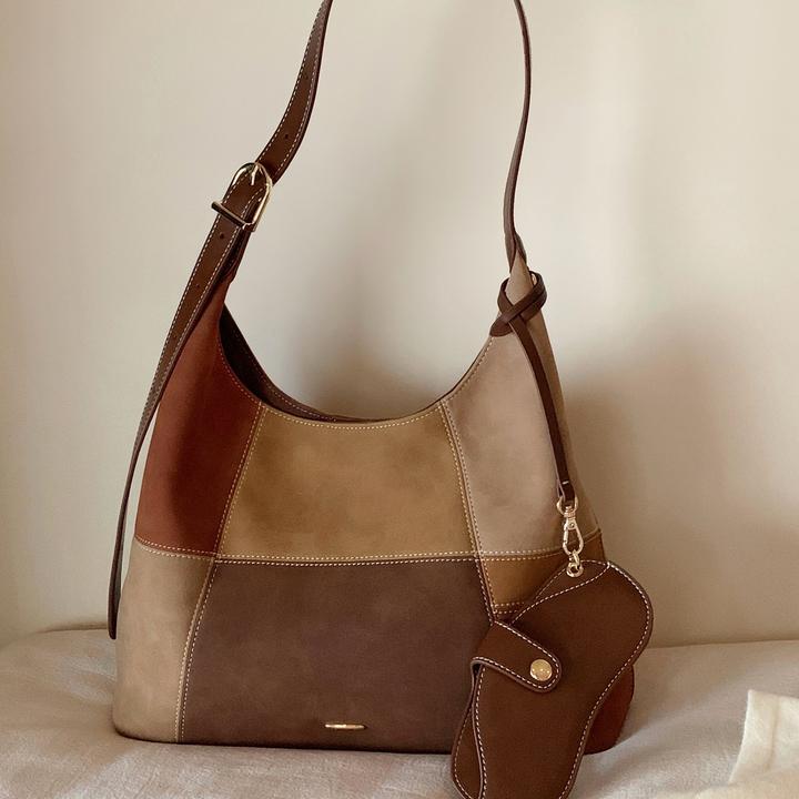 南风Chio2nd拼色托特包包小众女新款冬季复古通勤单肩包斜挎包