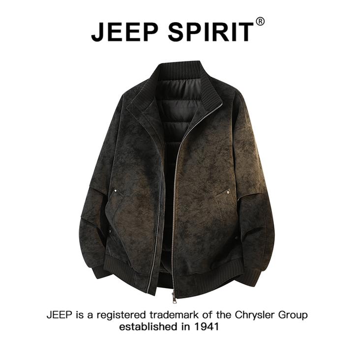 JEEPSPIRIT吉普复古防风立领PU皮棉衣冬季款痞帅机车男士加厚外套