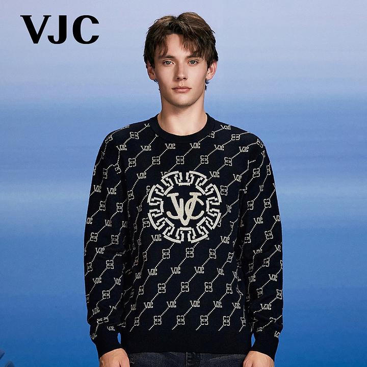 VJC/威杰思2025秋冬新款男装潮流长袖绵羊毛衫B24DC2211