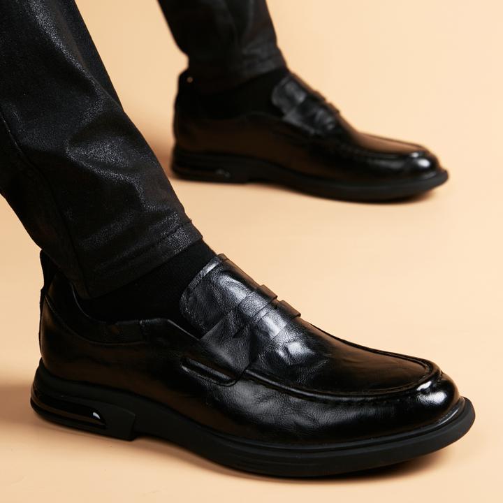 纪诗哲皮鞋男秋季透气套脚英伦时尚休闲百搭内增高男士商务豆豆鞋