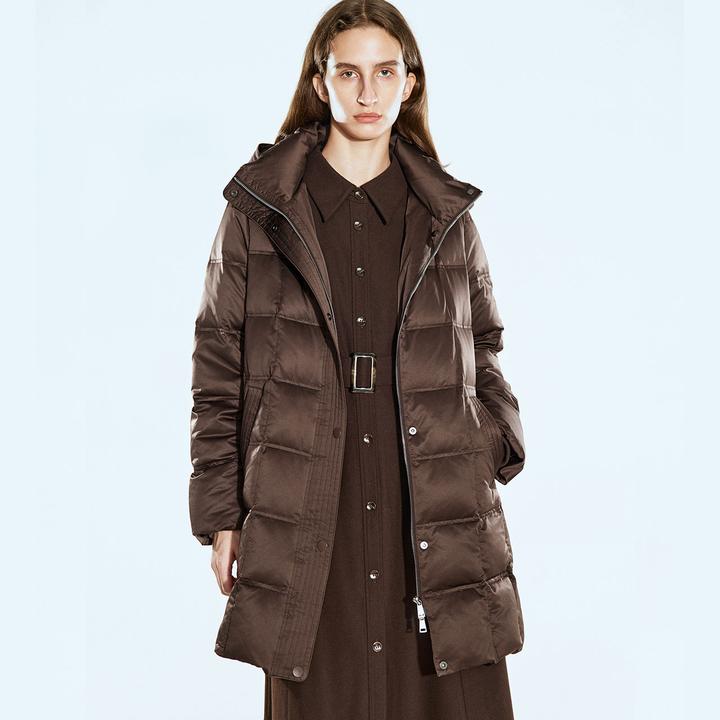 COVERINS2024冬季美拉德绗缝缎面连帽羽绒服CC34508250