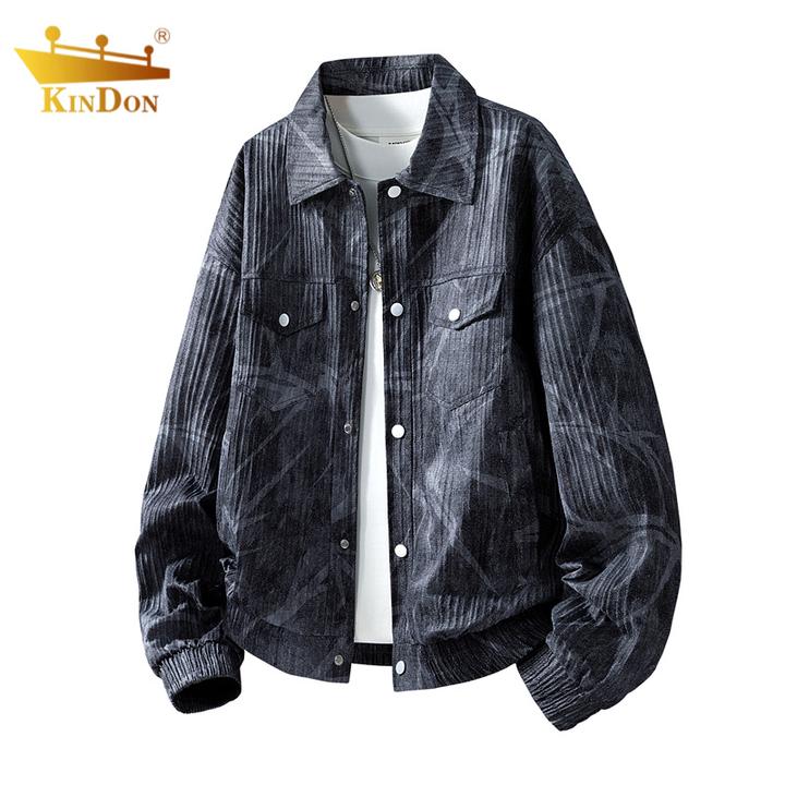 2025新款燕道牛仔外套男春秋季潮流大码百搭时尚翻领宽松长袖夹克