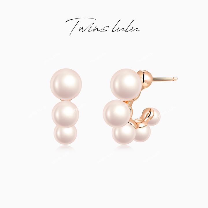 TWINS LULU 镀K金韩国法式半圈轻奢设计感手工耳环TSL336