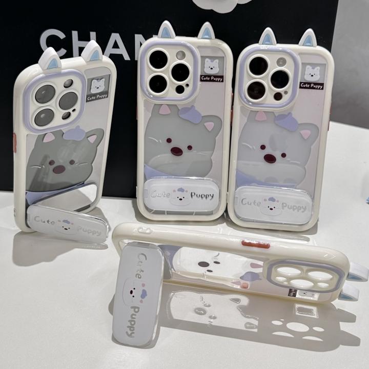 奥菲顿蓝耳朵西高地镜面支架适用苹果16手机壳华为vivo小米15oppo