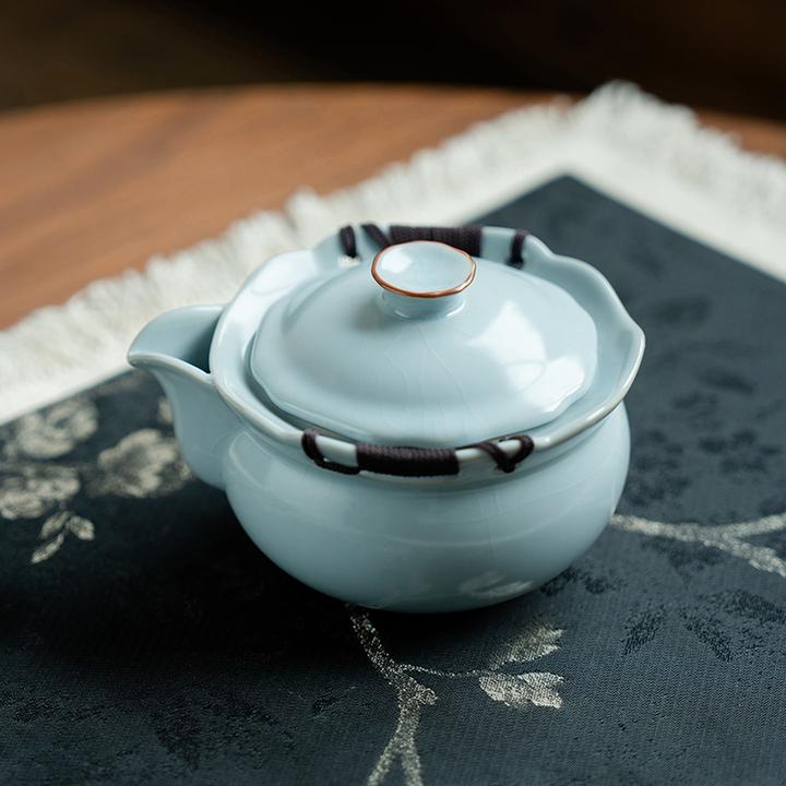 赞朴高档天青汝窑功夫茶具开片可养茶壶陶瓷不烫手抓壶泡茶碗盖碗