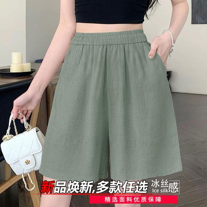 直筒高腰休闲五分裤女2025年夏季薄款宽松显瘦垂感阔腿百搭小短裤