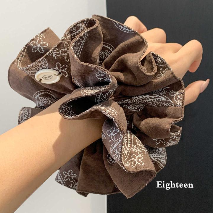 韩国咖色腰果花双层大肠发圈女高级感丸子头复古超大发饰头绳新款