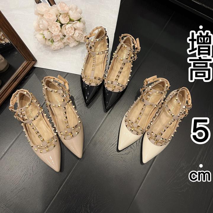 内女鞋V家铆钉尖头25开春新款性感脚环T型扣带内小单鞋