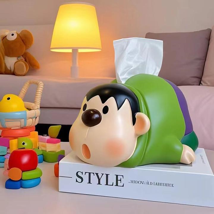 卡通动漫胖虎纸巾盒轻奢高档家用客厅卧室房间抽纸盒桌面装饰摆件