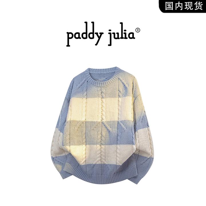 Paddy julia经典条纹针织毛衣男春秋季慵懒圆领上衣轻奢休闲男款