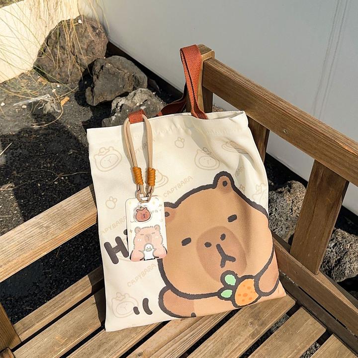 卡通可爱卡皮吧啦帆布袋单肩大容量帆布包小巧便携春秋日系包ins