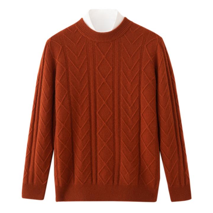 【不议价】100%山羊绒男士440克7针加厚款半高领菱形针织羊绒套衫