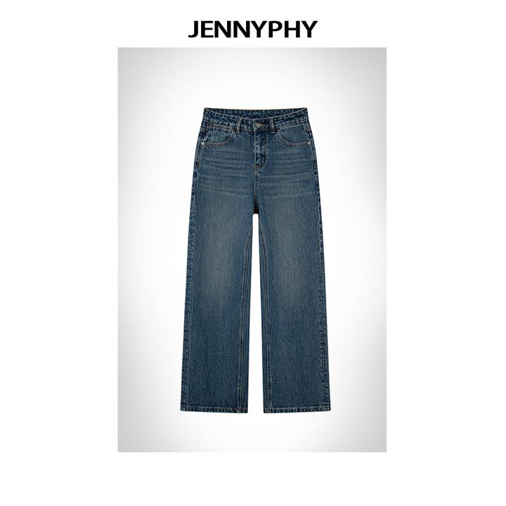 【JENNYPHY】新型树皮皱四面弹A字微阔直筒裤#6007