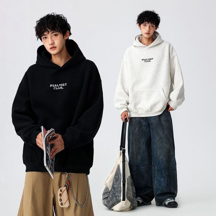 美式重磅潮牌休闲字母连帽卫衣男女同款宽松百搭简约情侣复古外套