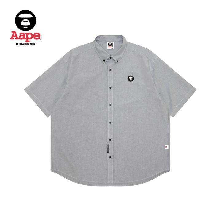 Aape旗舰店男装25春夏猿人徽章简约潮流休闲宽松短袖衬衫8516XXO