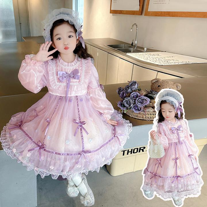 甜美穿搭长袖连衣裙网纱裙儿童小礼服春秋款洛丽塔公主裙女童裙子