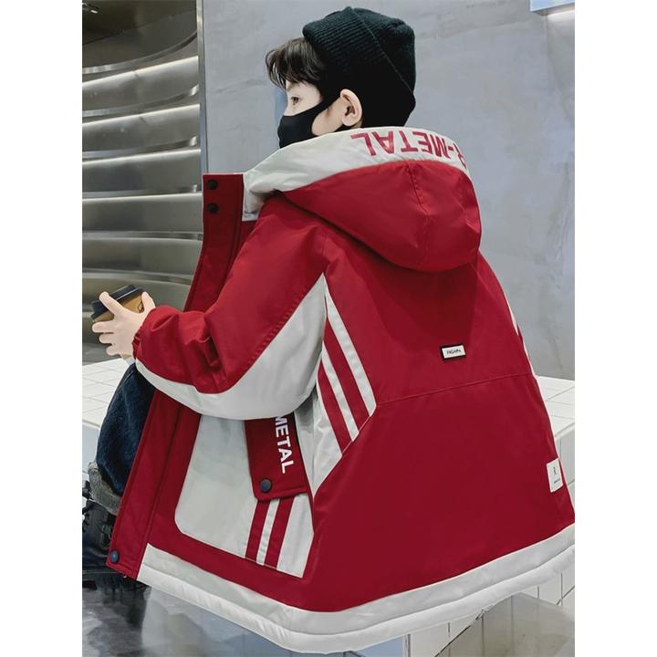 儿童装男童冬季外套2024新款中大童秋装男孩秋冬款炸街加绒冲锋衣