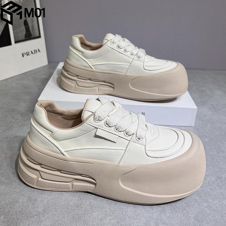 M01小白鞋女2025年春季新款丑萌大头面包鞋厚底增高百搭休闲板鞋