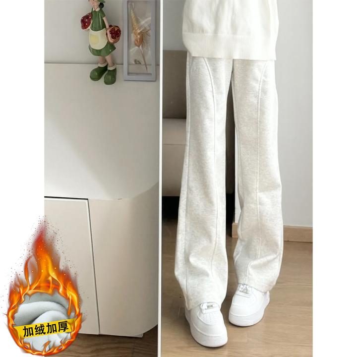 白花灰色重磅卫裤男夏季美式显高显瘦裤子直筒垂感斜切休闲微喇裤