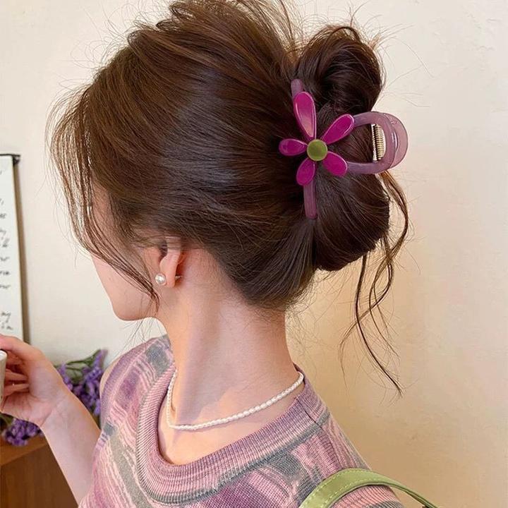 向阳花开~清新花朵抓夹女高级感2025新款盘发夹鲨鱼夹后脑勺发饰