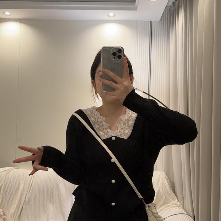 女上衣针织长袖法式秋冬打底V领显瘦毛针织衫纯色