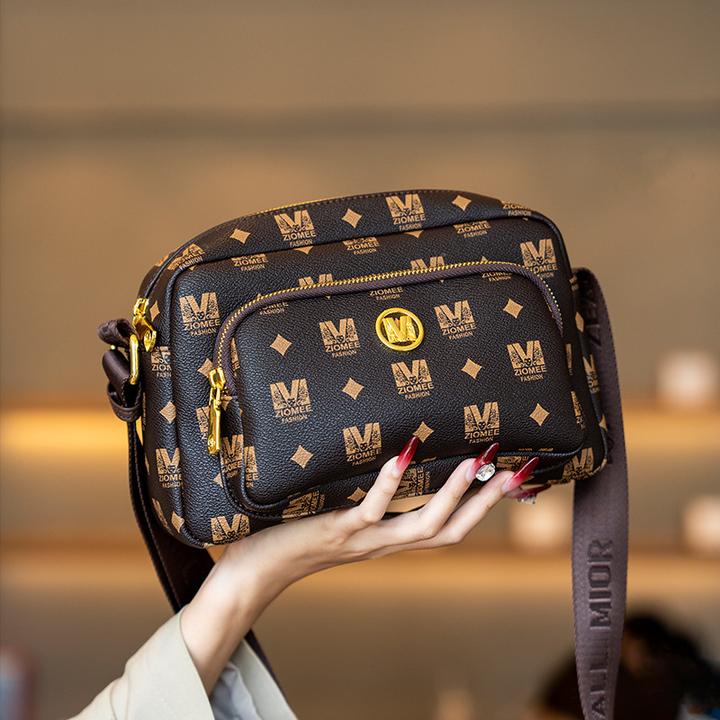 GELANDAI 女包新款印花质感斜挎包时尚复古印花单肩包韩版潮流