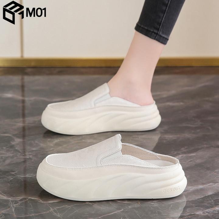 M01孕妇半拖一脚蹬运动鞋女款2025年新款无后跟镂空透气防滑板鞋