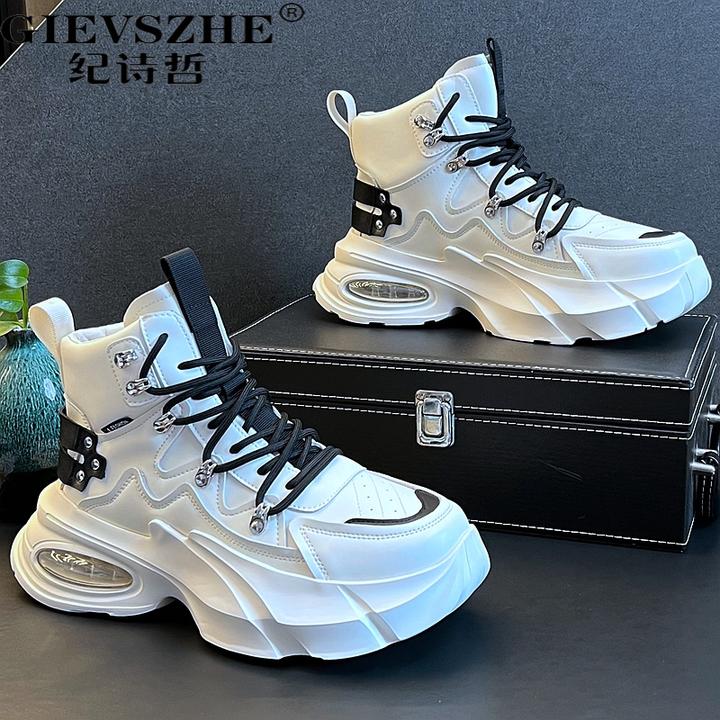 纪诗哲高帮鞋男2025新款马丁靴时尚潮流牛仔靴韩版厚底增高男鞋子