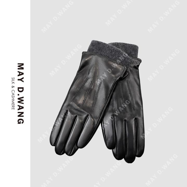 简约分指款纯羊绒小羊皮至臻手套 F7F7015