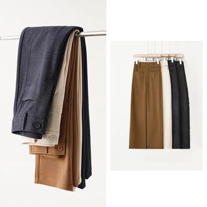 【轻奢高定】秋冬新款澳洲羊 绒蚕 丝裤高腰显瘦时尚直筒弯刀裤