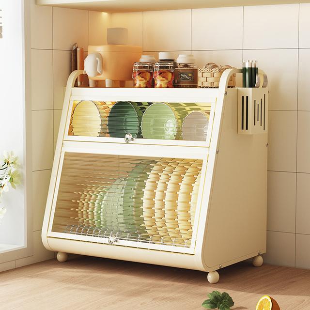 厨伴碗柜厨房置物架多层台面家用餐具防尘收纳盒多功能碗碟沥水架