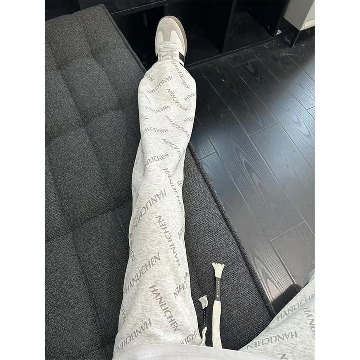 Pepp重磅满印字母卫裤男春秋季美式直筒运动裤子潮牌高级感休闲裤