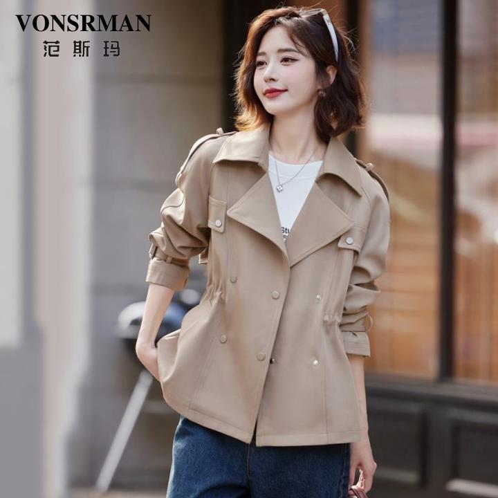西装领风衣外套女2025春秋新款小个子收腰显瘦气质休闲上衣韩版
