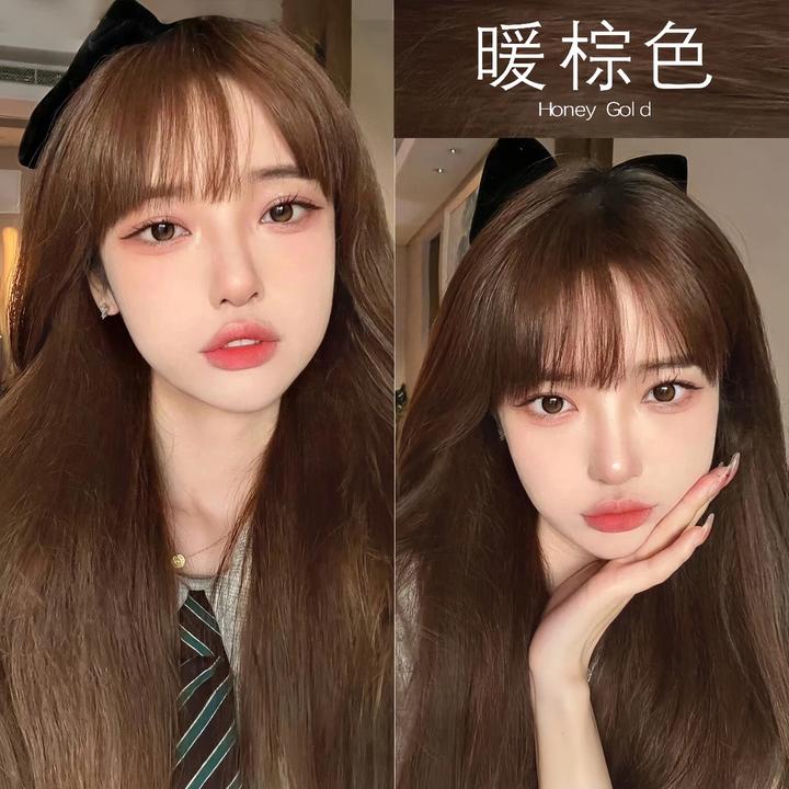 【买一送一】暖棕色染发膏遮盖白发学生在家染发剂蜂蜜茶棕染发膏女