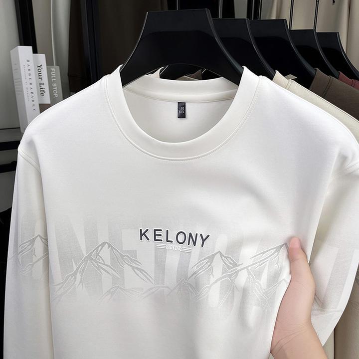 男士圆领卫衣2025春秋新款亲肤棉质长袖T恤时尚百搭休闲舒适印花