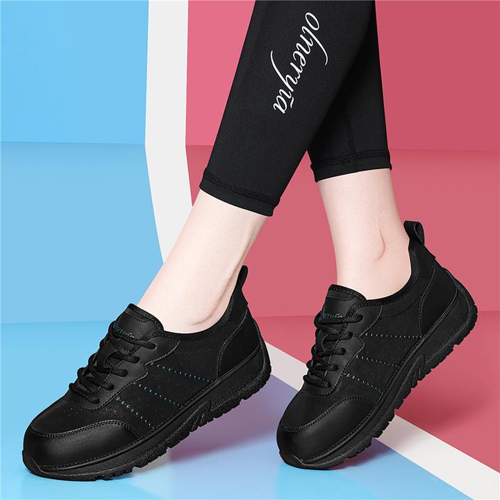 平底运动鞋女春秋季新款休闲老爹鞋女装波鞋皮面旅游鞋秋天女鞋子